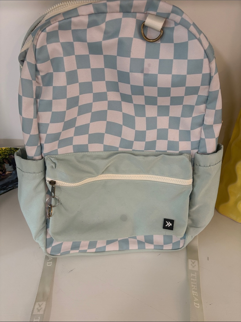 Checkerboard Mint and White Backpack